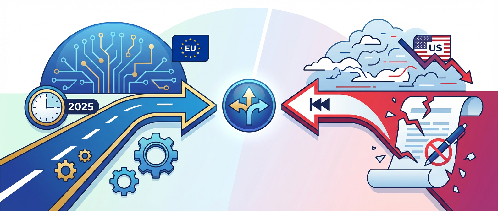 AI Governance Diverges: What the EU's Bold Move and America's Retreat Tell Us About Democracy in the Tech Age